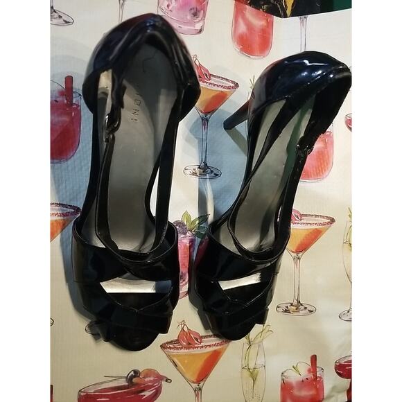 Fioni Women’s Black Open Toe Ultra High Heel Shoes Sz 11 Crisscross - Picture 2 of 7